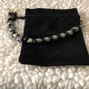 Blackjack Skull and Black Onyx Bracelet